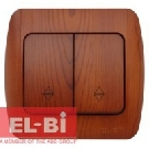 Выключатель 2-клавишный проходной вишня EL-BI Zirve Woodline 501-010601-211
