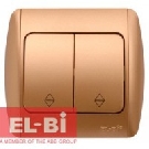 Выключатель 2-клавишный проходной матовое золото EL-BI Zirve Silverline 501-011301-211