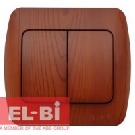 Выключатель 2-клавишный вишня EL-BI Zirve Woodline 501-010601-202