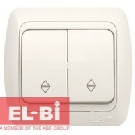 Выключатель 2-клавишный проходной белый EL-BI Tuna 501-010200-211