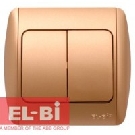 Выключатель 2-клавишный матовое золото EL-BI Zirve Silverline 501-011301-202